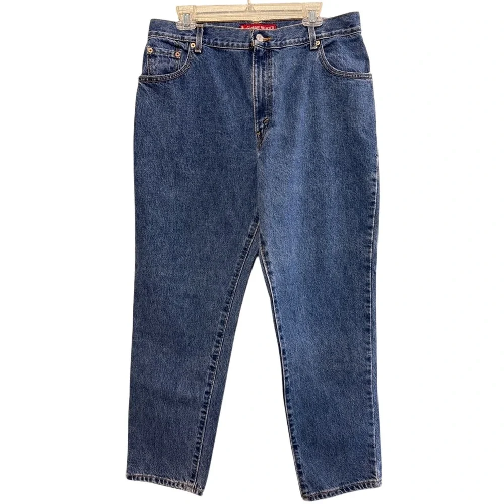 Levis 550 Classic Relaxed Fit Tapered Leg Medium Wash Blue Jeans Womens 16 MIS S